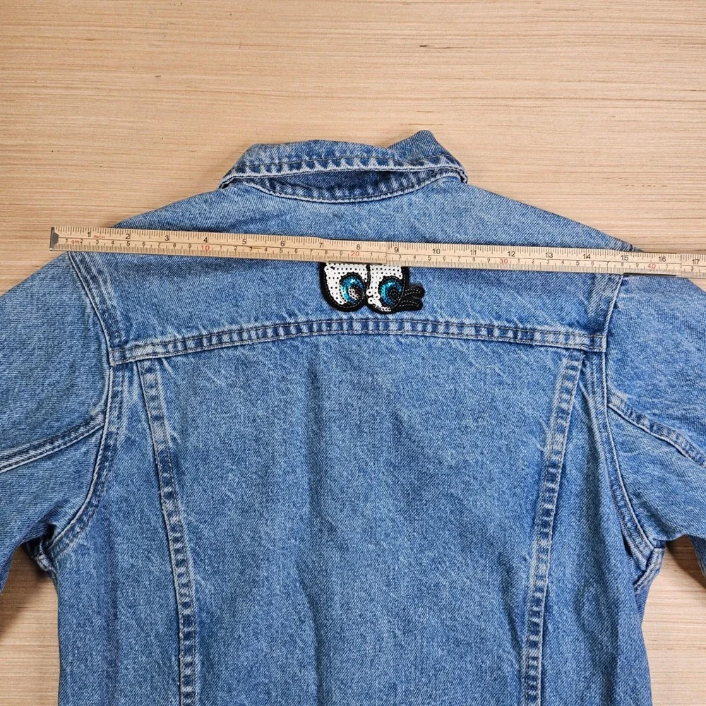 Vintage Unbranded Denim Jacket Kids XL Blue Trucker Eye Patch Logo